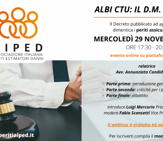 Webinar “Albi CTU: Il D.M. 109/2023 dimentica i periti assicurativi”